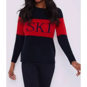 NEW SAIL TO SABLE colorblock ski sweater in navy/red