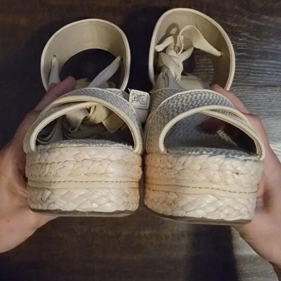 NEW Sam Edelman Vaughn Sandals Womens 11 Espadrille Y2K Boho Retro Beige
