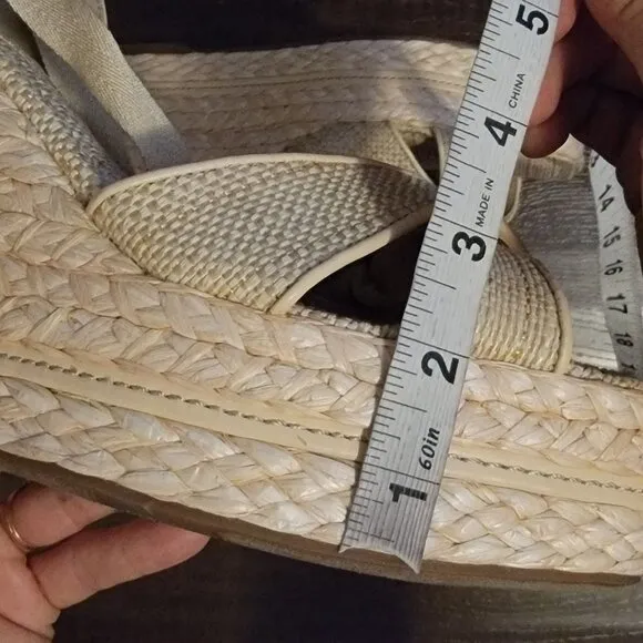 NEW Sam Edelman Vaughn Sandals Womens 11 Espadrille Y2K Boho Retro Beige