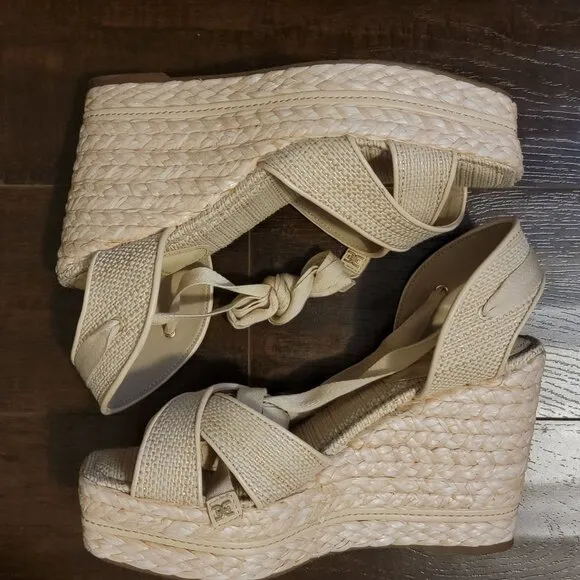 NEW Sam Edelman Vaughn Sandals Womens 11 Espadrille Y2K Boho Retro Beige