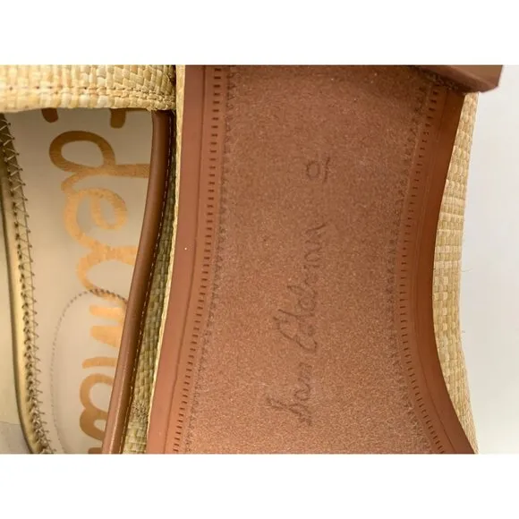 New Sam Edelman Womens Natural Raffia Loafers Gold Bit Detail Size 10M Slip On