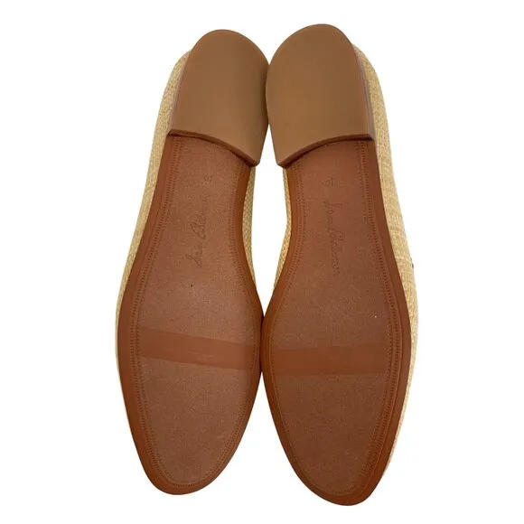 New Sam Edelman Womens Natural Raffia Loafers Gold Bit Detail Size 10M Slip On
