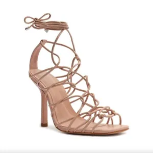 NEW SCHUTZ Heyde Leather Lace Up Stiletto Sandals Sweet Rose Pink 9
