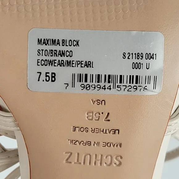 New SCHUTZ Maxima Block Leather Sandal Strappy Wrap White Ivory 7.5