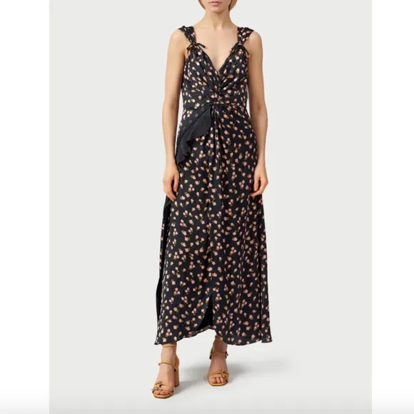 New Self-Portrait Twist Front Floral Print Dress