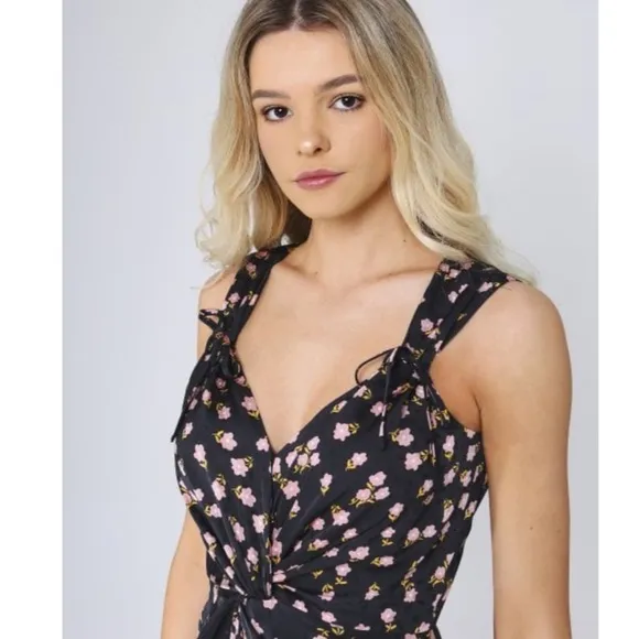New Self-Portrait Twist Front Floral Print Dress