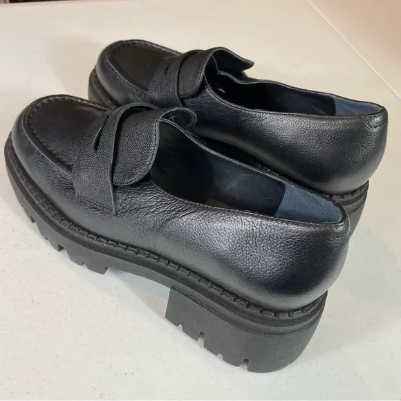 NEW Seychelles Platform Meridian Loafer in Black Leather