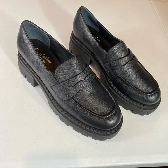 NEW Seychelles Platform Meridian Loafer in Black Leather