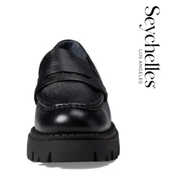 NEW Seychelles Platform Meridian Loafer in Black Leather