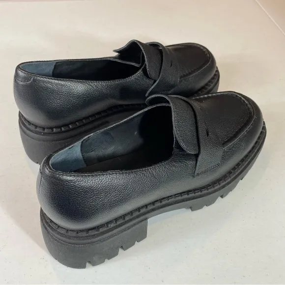 NEW Seychelles Platform Meridian Loafer in Black Leather