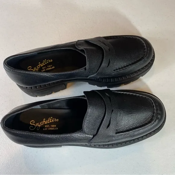 NEW Seychelles Platform Meridian Loafer in Black Leather
