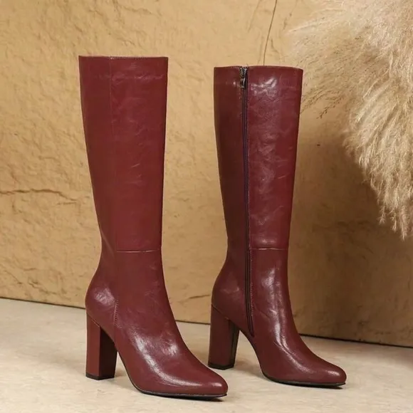 New Side Zipper High Boots For Women, Simple &amp; Versatile, Chunky Heel, Round Toe