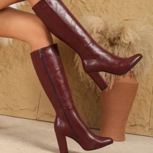 New Side Zipper High Boots For Women, Simple &amp; Versatile, Chunky Heel, Round Toe