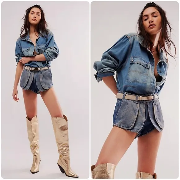 NEW Size 26 Free People We The Free Prince Street Medium Wash Denim Micro Shorts