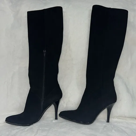🔥🔥🔥NEW Stuart Weitzman Black Suede Knee High Boots High Heels