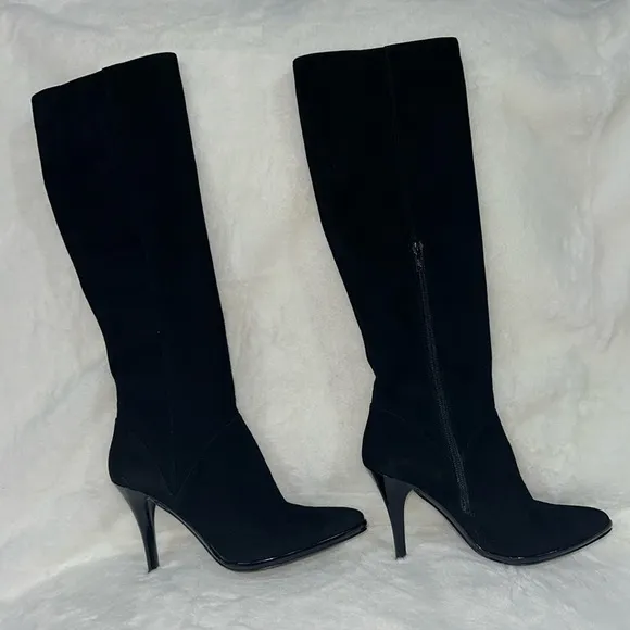 🔥🔥🔥NEW Stuart Weitzman Black Suede Knee High Boots High Heels