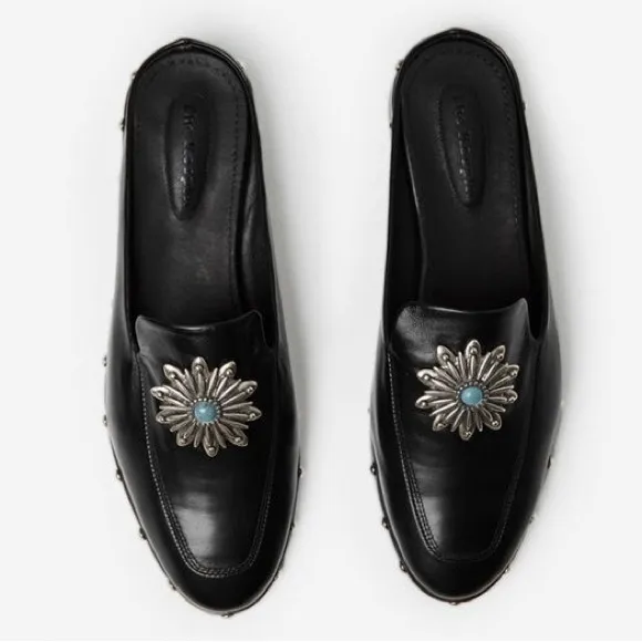 New! The Kooples Turquoise Jeweled Studded Mules