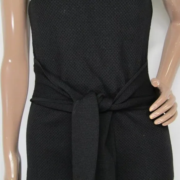 NEW TOXCIN Womens Midi Tank Dress Jet Black Size XS Lucy Scoop Neck Tie Front