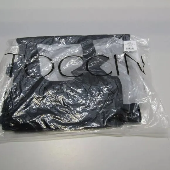 NEW TOXCIN Womens Midi Tank Dress Jet Black Size XS Lucy Scoop Neck Tie Front
