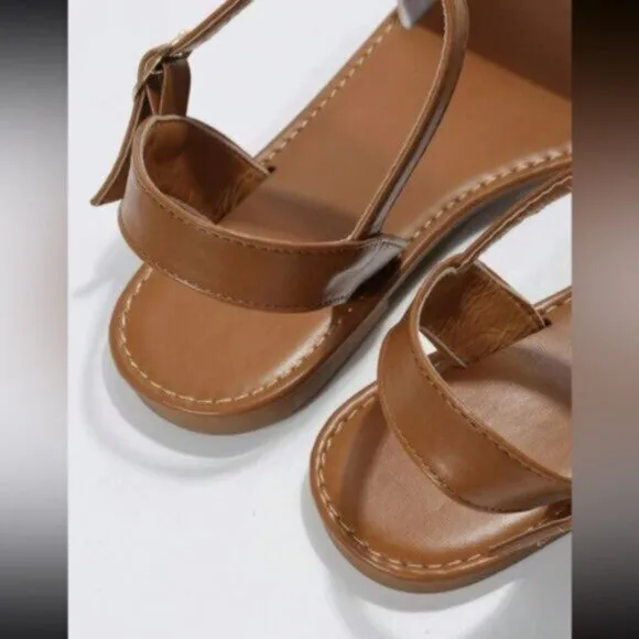 NEW! Two tone ankle strap vegan leather elegant summer sandals