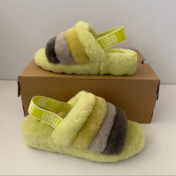 New UGG Fluff Yeah Slippers Sulfur Multi 7