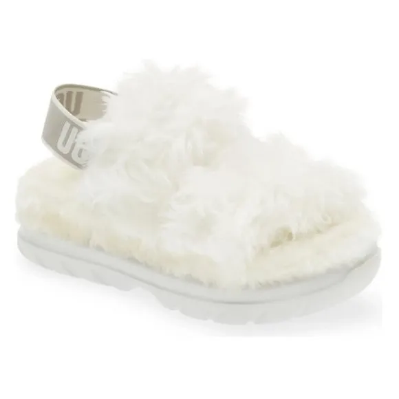 NEW UGG Sizes 6 to 11 Women's Fluff Sugar Platform Strappy Sandals - White