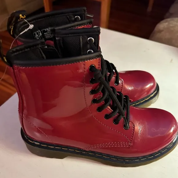 New unisex  red / burgundy Doc  martens boots.  New no box. Size 3 .