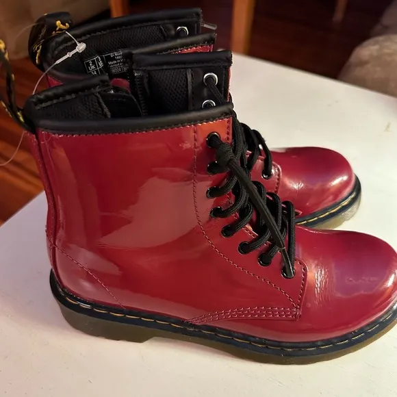 New unisex  red / burgundy Doc  martens boots.  New no box. Size 3 .