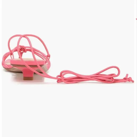 NEW Veronica Beard Foley Ankle Tie Sandals in Coral Pink