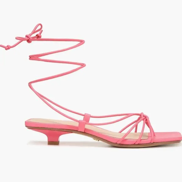 NEW Veronica Beard Foley Ankle Tie Sandals in Coral Pink