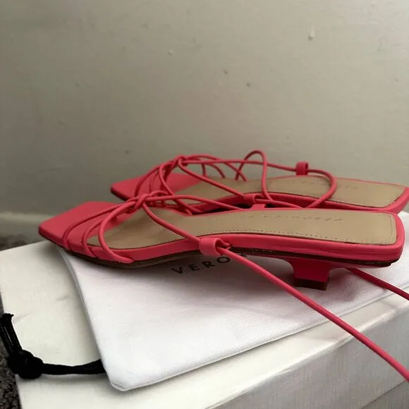 NEW Veronica Beard Foley Ankle Tie Sandals in Coral Pink