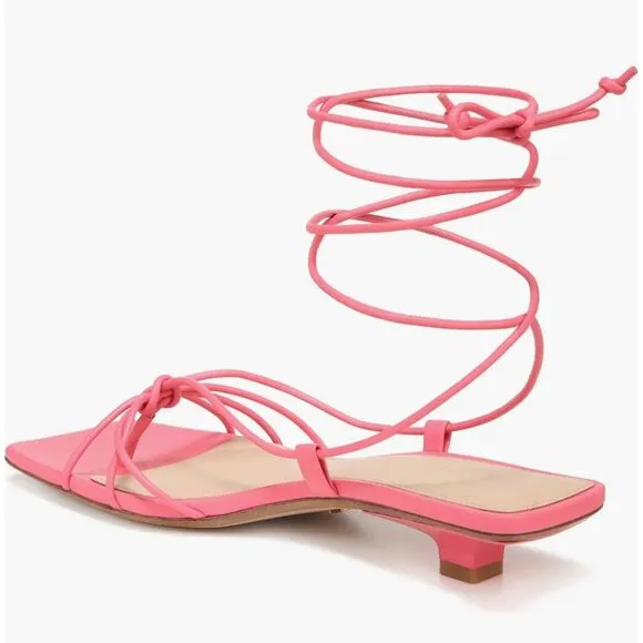 NEW Veronica Beard Foley Ankle Tie Sandals in Coral Pink