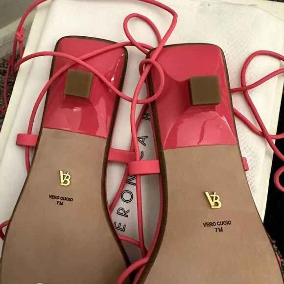 NEW Veronica Beard Foley Ankle Tie Sandals in Coral Pink