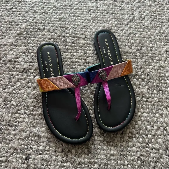 NEW without box Kurt Geiger Multi Leather Kensington T-Bar Sandals