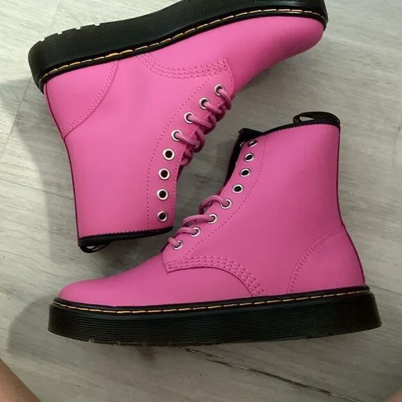 NEW -WOMEN'S DR. MARTENS ZAVALA COMBAT BOOTS- THRIFT PINK- Size 7