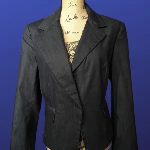 𝅺NEW YORK &amp; COMPANY STRETCH Career Blazer Jacket, DARK WASH DENIM, NWT, Size 14