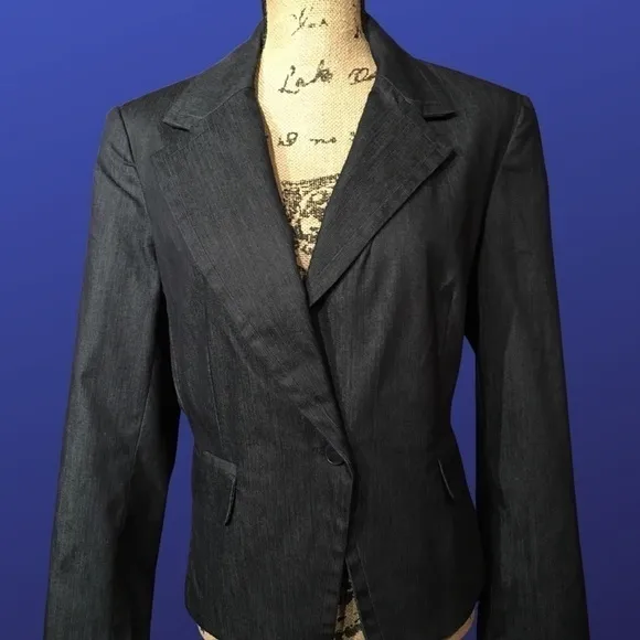 𝅺NEW YORK &amp; COMPANY STRETCH Career Blazer Jacket, DARK WASH DENIM, NWT, Size 14