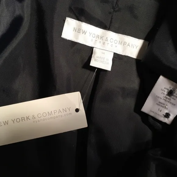 𝅺NEW YORK &amp; COMPANY STRETCH Career Blazer Jacket, DARK WASH DENIM, NWT, Size 14