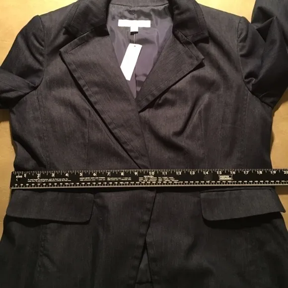 𝅺NEW YORK &amp; COMPANY STRETCH Career Blazer Jacket, DARK WASH DENIM, NWT, Size 14