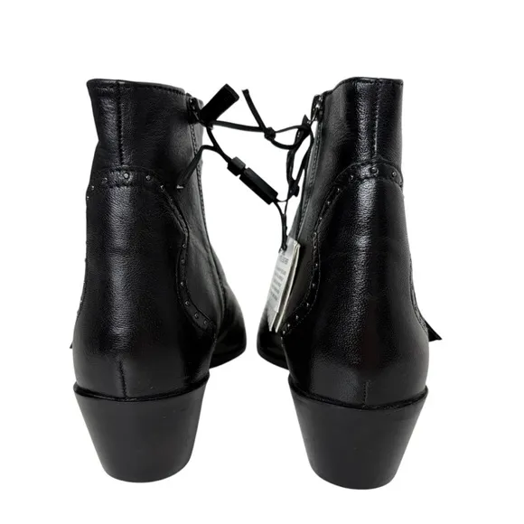NEW Zara 100% Real Leather Ankle Boots Size 40 US 9 Studded Buckle Biker Booties