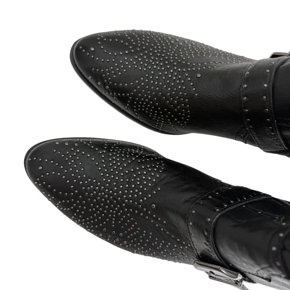 NEW Zara 100% Real Leather Ankle Boots Size 40 US 9 Studded Buckle Biker Booties
