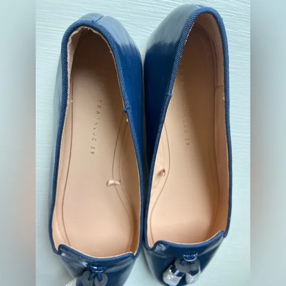 NEW ZARA Trafaluc navy blue tasseled ballet flats