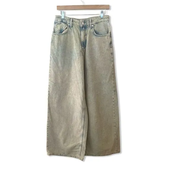 NEW Free People We The Free Jeans Waterfalls baggy wide leg denim pants 26