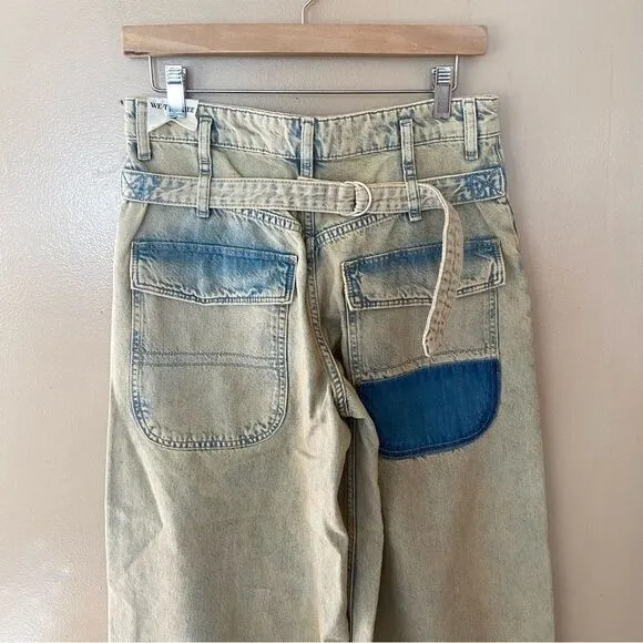 NEW Free People We The Free Jeans Waterfalls baggy wide leg denim pants 26