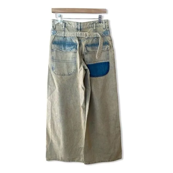 NEW Free People We The Free Jeans Waterfalls baggy wide leg denim pants 26