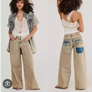 NEW Free People We The Free Jeans Waterfalls baggy wide leg denim pants 26