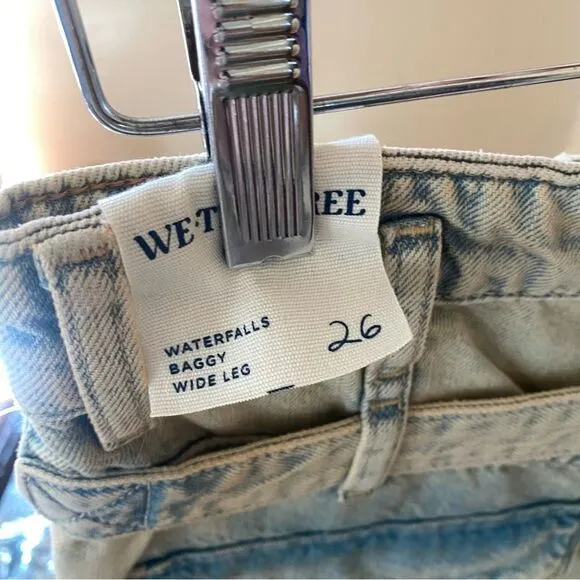 NEW Free People We The Free Jeans Waterfalls baggy wide leg denim pants 26