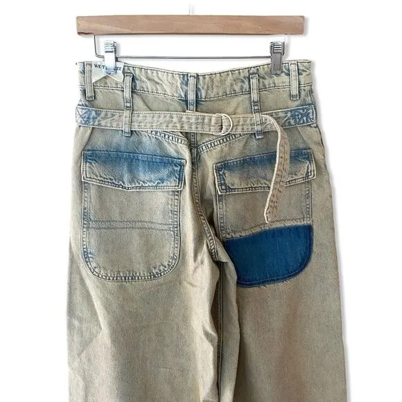 NEW Free People We The Free Jeans Waterfalls baggy wide leg denim pants 26