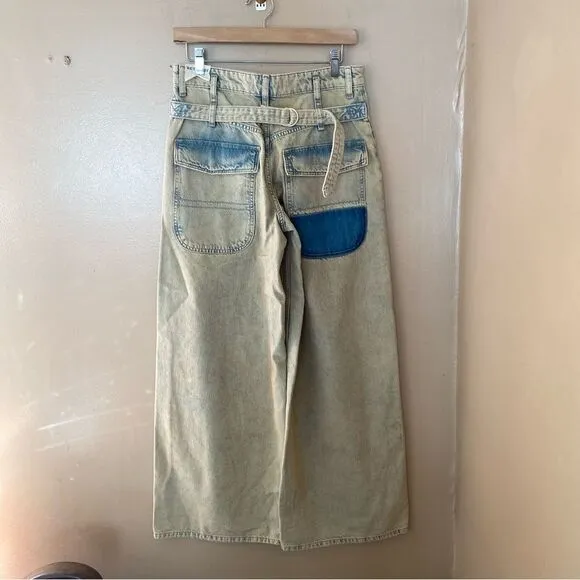 NEW Free People We The Free Jeans Waterfalls baggy wide leg denim pants 26