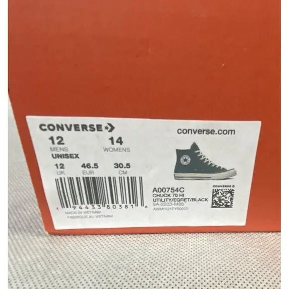 NIB! Converse Chuck Taylor 70 High Top Men's 12 Utility Green A00754C Sneaker